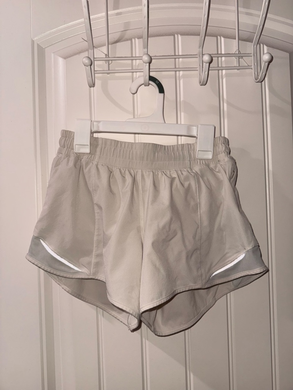 Light Beige Women's Athletic Shorts - Elastic Waist